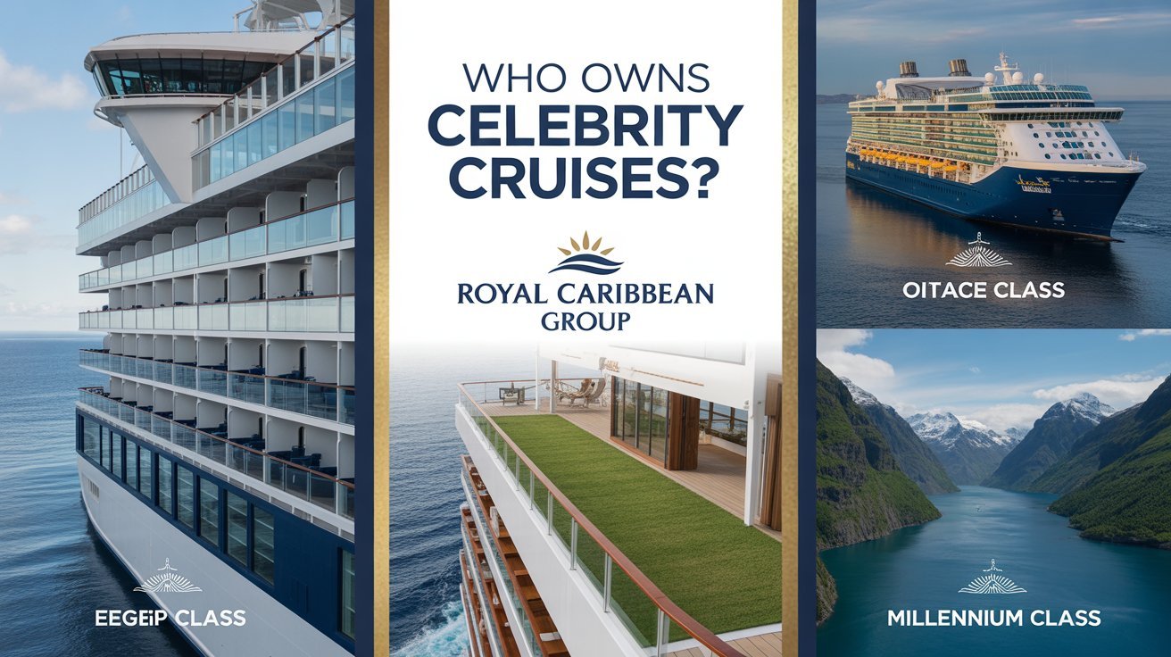 Luxury cruise ship brochure layout showing Celebrity Cruises classes and ownership