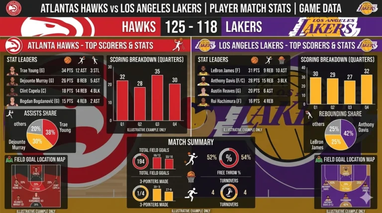 atlanta hawks vs lakers match player stats