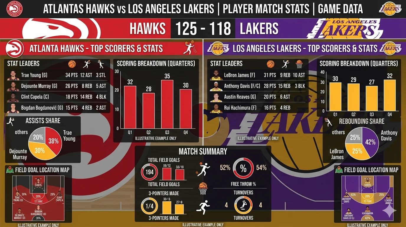 atlanta hawks vs lakers match player stats