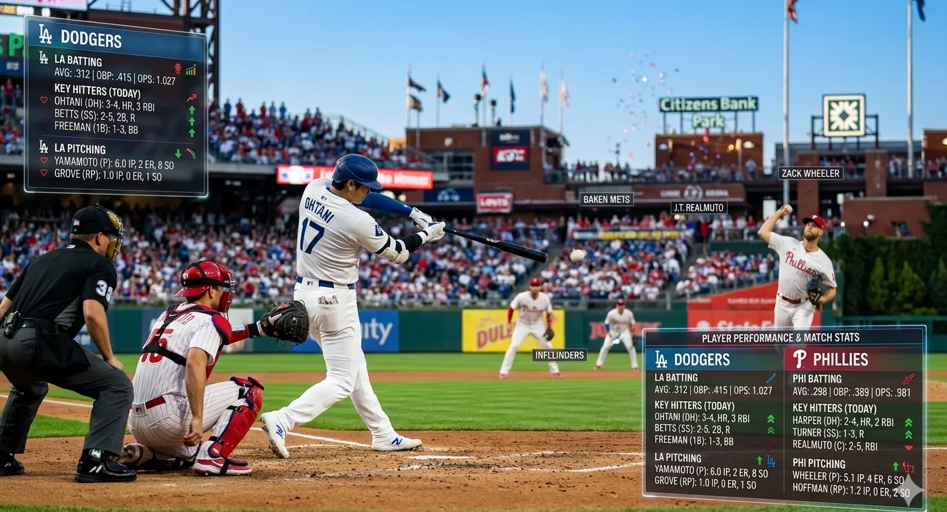 Dodgers vs Phillies match player stats