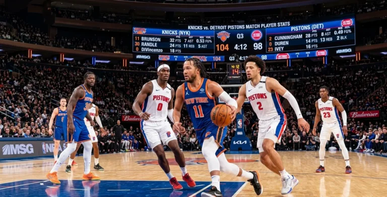 knicks vs detroit pistons match player stats