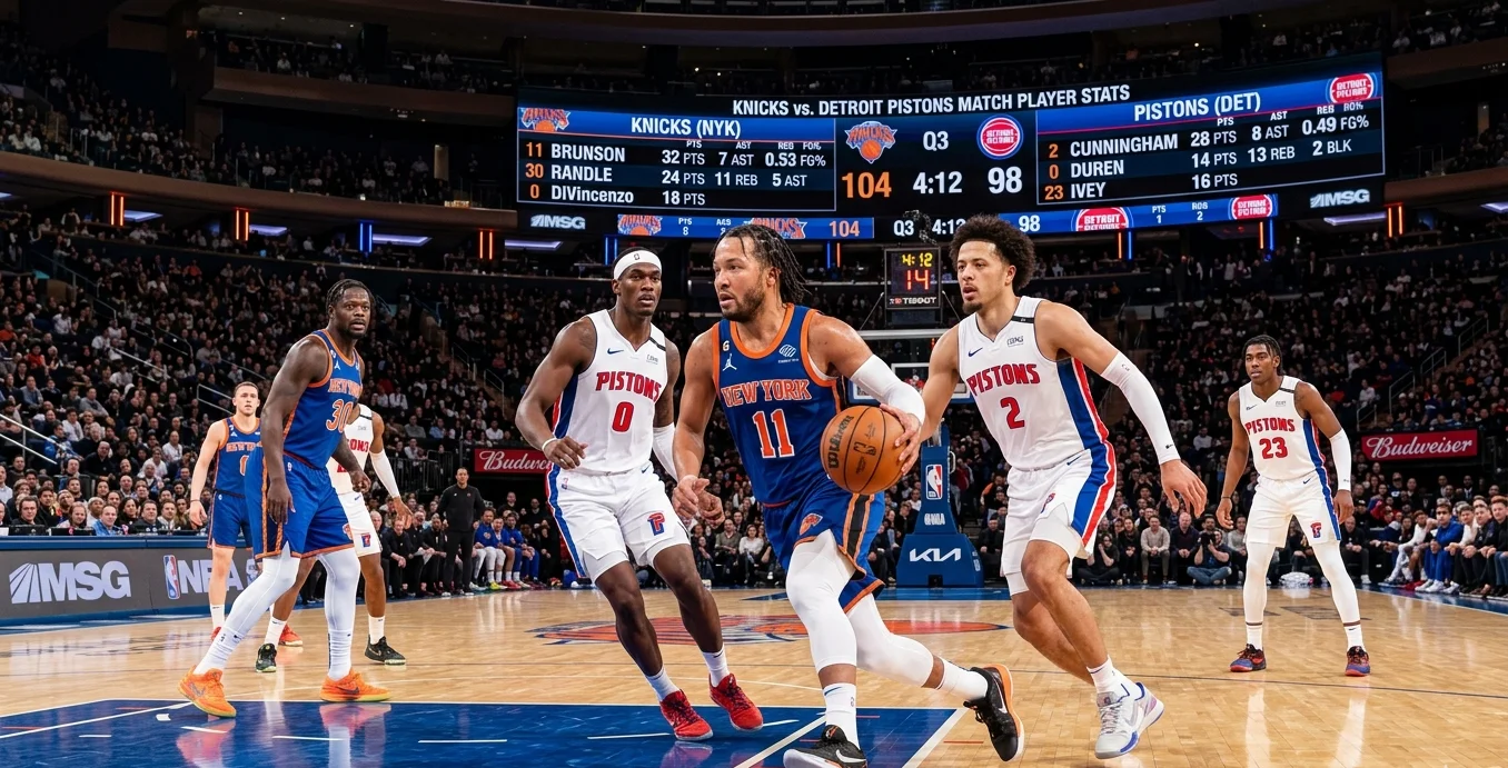 Knicks vs Detroit Pistons match player stats