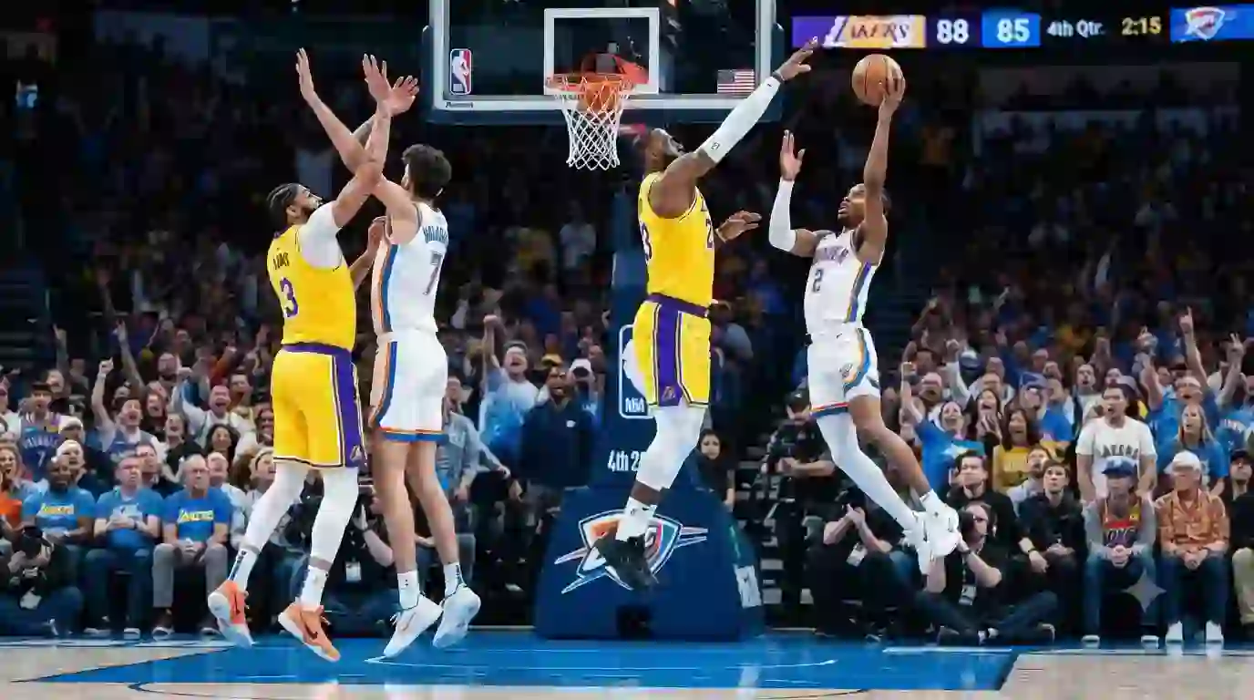 oklahoma city thunder vs lakers match player stats